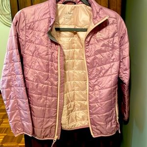 Kids LL Bean Primaloft Packaway Jacket, size 10-12, Mauve berry